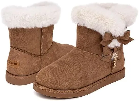 Juicy Couture Girls Winter Fur Boots Warm Insulated Fashion Booties Mid Calf Outdoor Snow Boot for Toddler/Little Kid/Big Kid