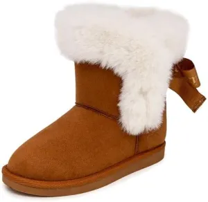 Juicy Couture Girls Winter Fur Boots Warm Insulated Fashion Booties Mid Calf Outdoor Snow Boot for Toddler/Little Kid/Big Kid