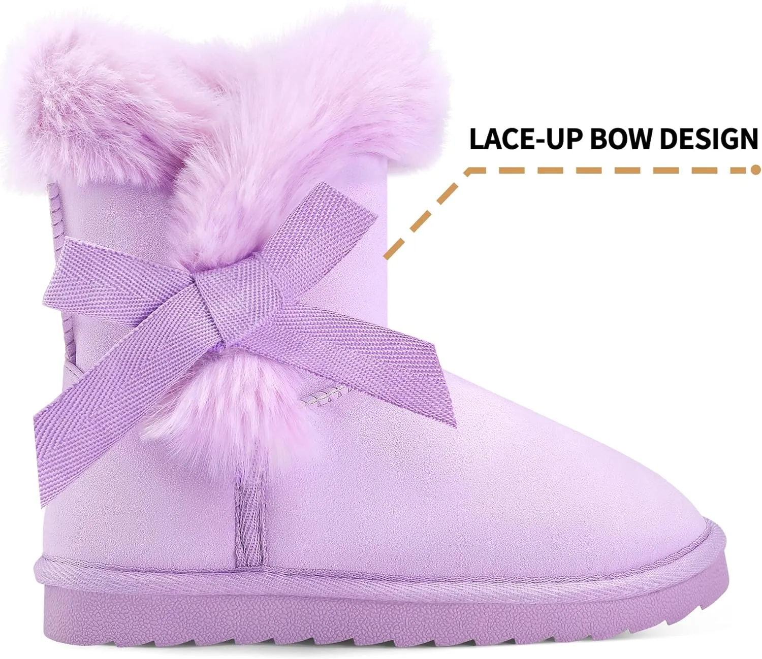 K KomForme Girls Kids Snow Boots Warm Fur Lined Slip On Outdoor Winter Shoes Lightweight Comfy（Little/Big Kids）
