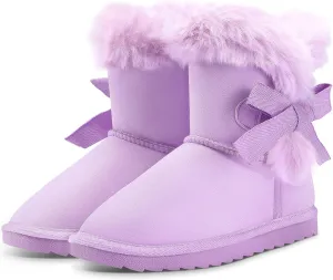 K KomForme Girls Kids Snow Boots Warm Fur Lined Slip On Outdoor Winter Shoes Lightweight Comfy（Little/Big Kids）