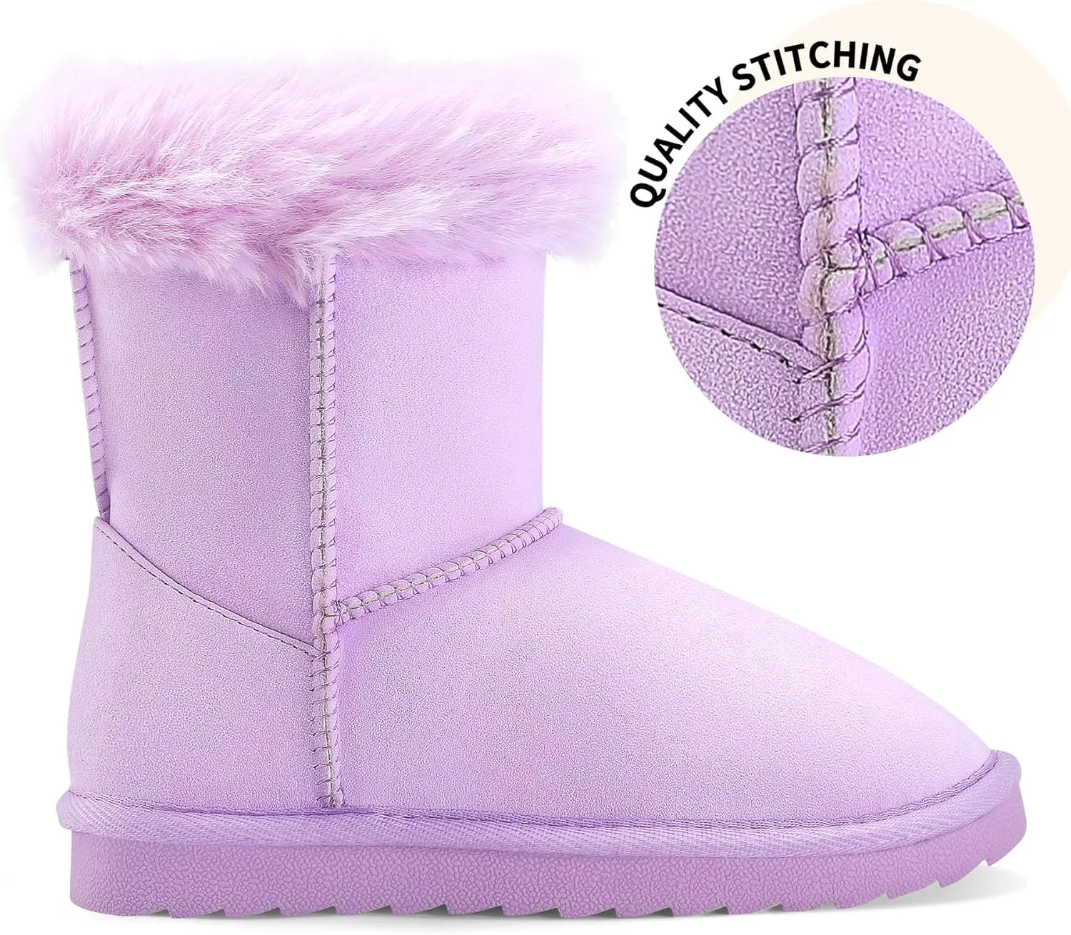 K KomForme Girls Kids Snow Boots Warm Fur Lined Slip On Outdoor Winter Shoes Lightweight Comfy（Little/Big Kids）