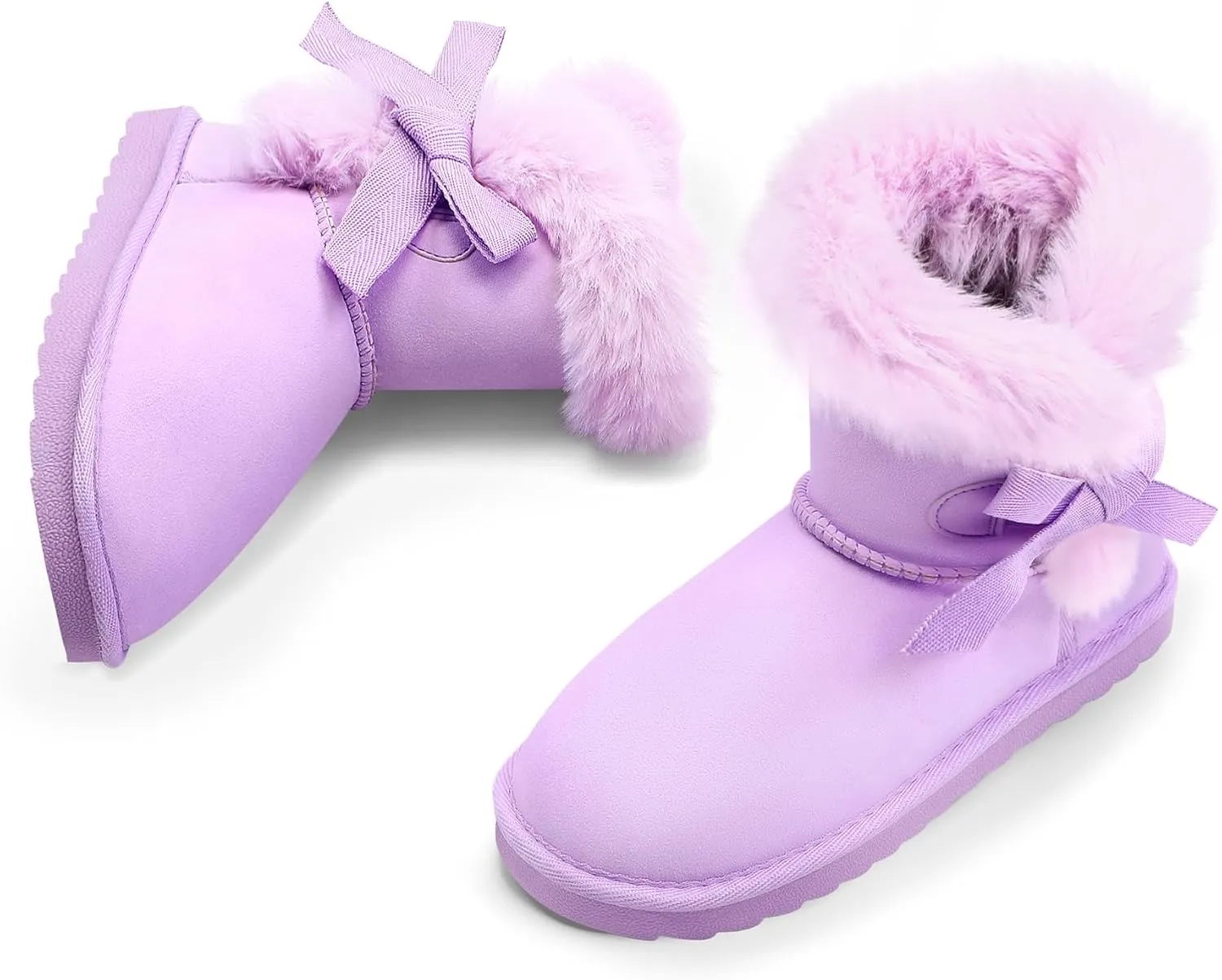 K KomForme Girls Kids Snow Boots Warm Fur Lined Slip On Outdoor Winter Shoes Lightweight Comfy（Little/Big Kids）
