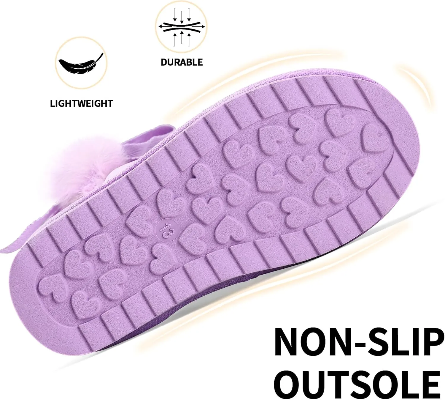 K KomForme Girls Kids Snow Boots Warm Fur Lined Slip On Outdoor Winter Shoes Lightweight Comfy（Little/Big Kids）
