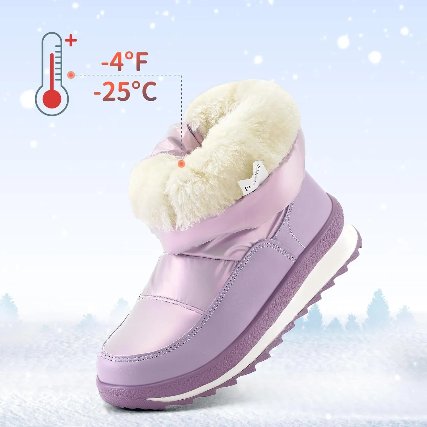 K KomForme Kids Snow Boots for Boys Girls Toddler Winter Outdoor Boots Waterproof with Fur Lined (Toddler/Little Kid/Big Kid)