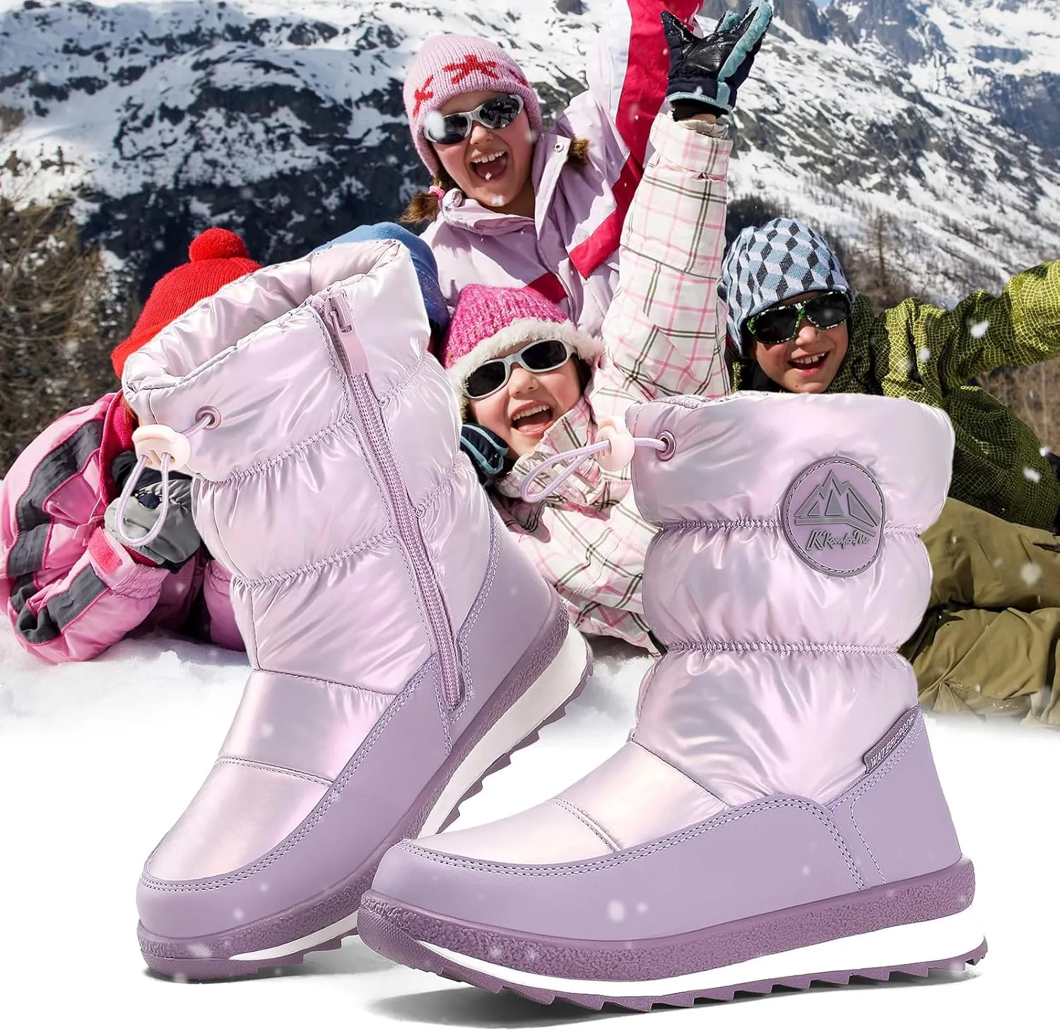 K KomForme Kids Snow Boots for Boys Girls Toddler Winter Outdoor Boots Waterproof with Fur Lined (Toddler/Little Kid/Big Kid)