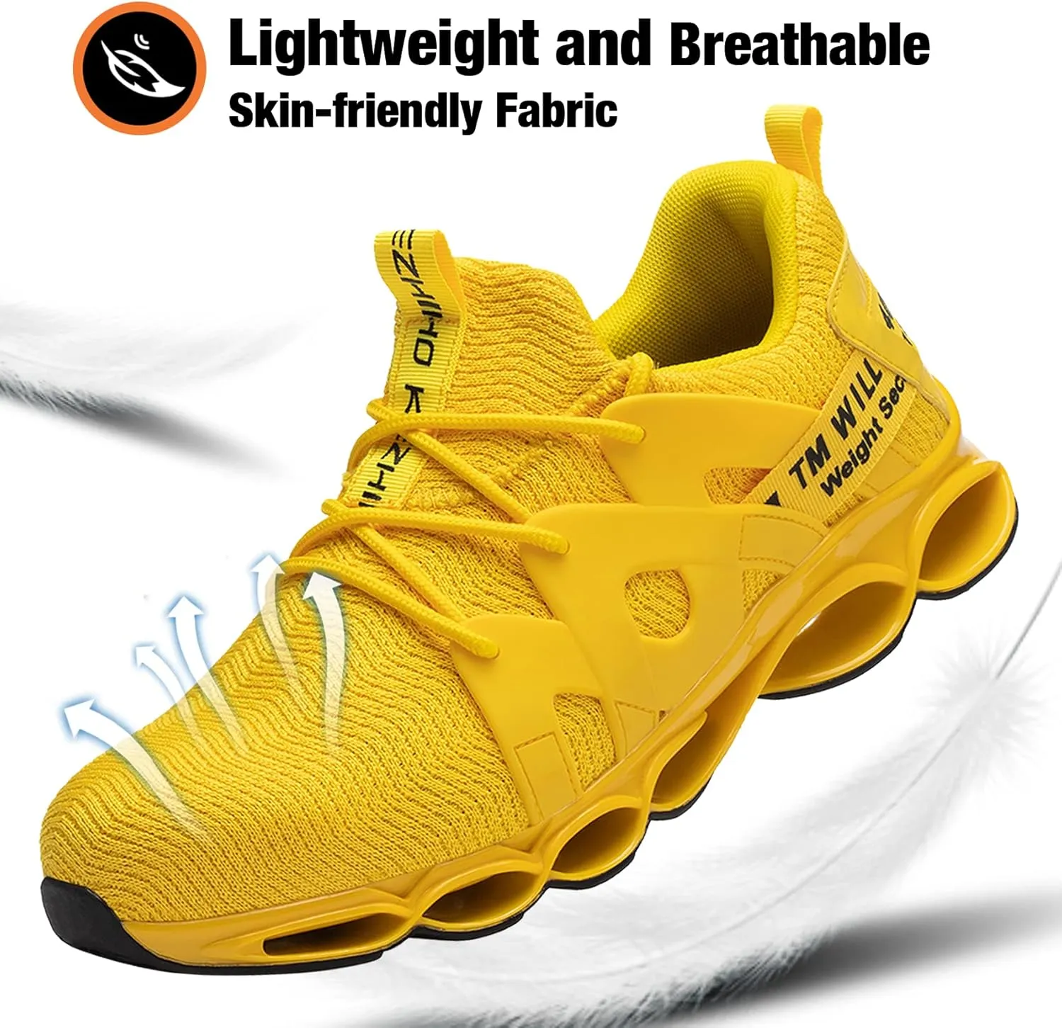 Kezhiho Steel Toe Shoes for Men Women Cushion Comfortable Work Shoes Lightweight Breathable Sneakers Slip Resistant Indestructible Construction Industrial Safety Shoes