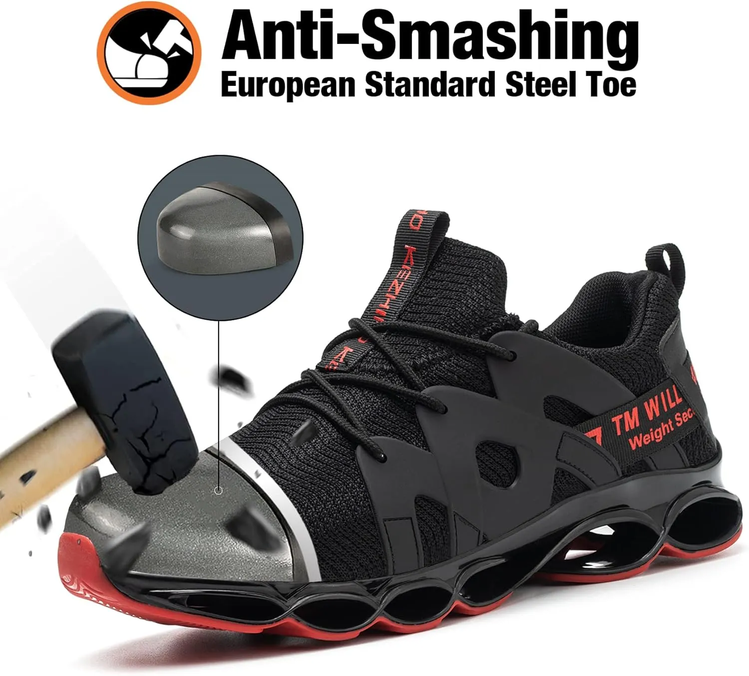 Kezhiho Steel Toe Shoes for Men Women Cushion Comfortable Work Shoes Lightweight Breathable Sneakers Slip Resistant Indestructible Construction Industrial Safety Shoes