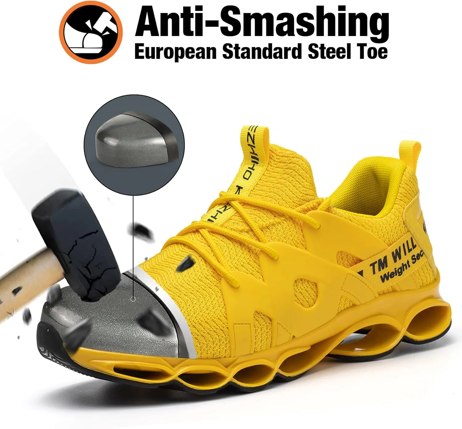 Kezhiho Steel Toe Shoes for Men Women Cushion Comfortable Work Shoes Lightweight Breathable Sneakers Slip Resistant Indestructible Construction Industrial Safety Shoes