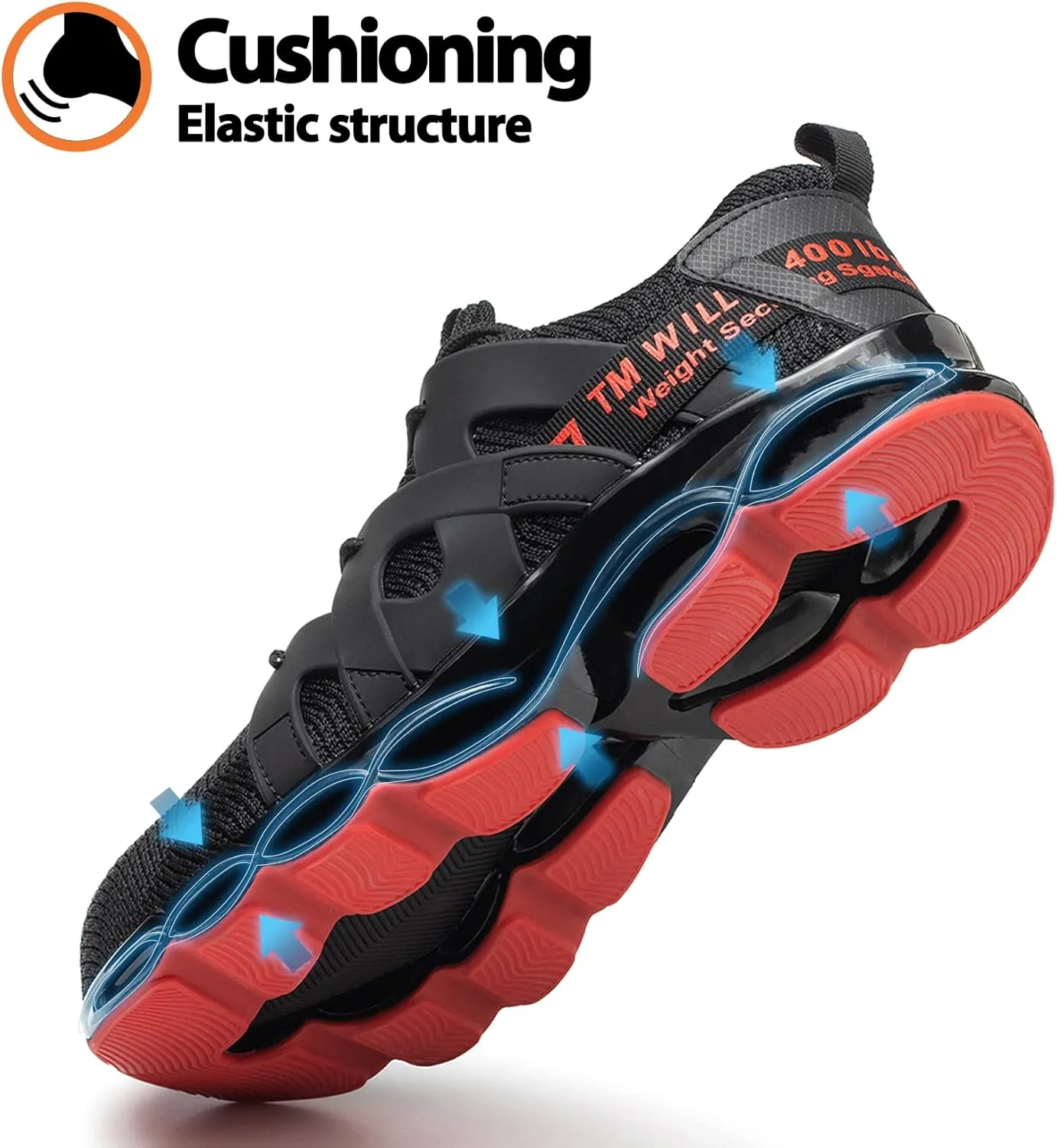 Kezhiho Steel Toe Shoes for Men Women Cushion Comfortable Work Shoes Lightweight Breathable Sneakers Slip Resistant Indestructible Construction Industrial Safety Shoes