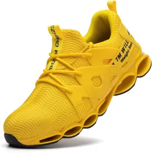 Kezhiho Steel Toe Shoes for Men Women Cushion Comfortable Work Shoes Lightweight Breathable Sneakers Slip Resistant Indestructible Construction Industrial Safety Shoes