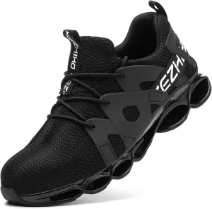Kezhiho Steel Toe Shoes for Men Women Cushion Comfortable Work Shoes Lightweight Breathable Sneakers Slip Resistant Indestructible Construction Industrial Safety Shoes
