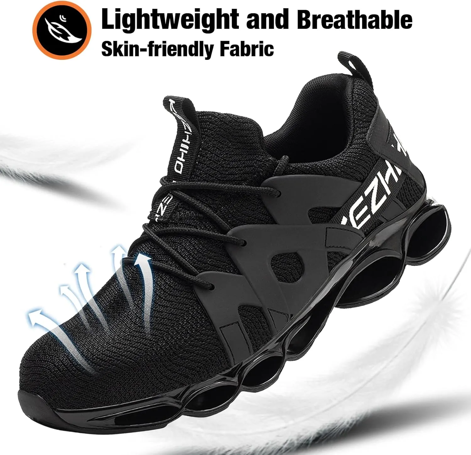 Kezhiho Steel Toe Shoes for Men Women Cushion Comfortable Work Shoes Lightweight Breathable Sneakers Slip Resistant Indestructible Construction Industrial Safety Shoes