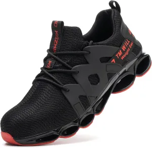 Kezhiho Steel Toe Shoes for Men Women Cushion Comfortable Work Shoes Lightweight Breathable Sneakers Slip Resistant Indestructible Construction Industrial Safety Shoes