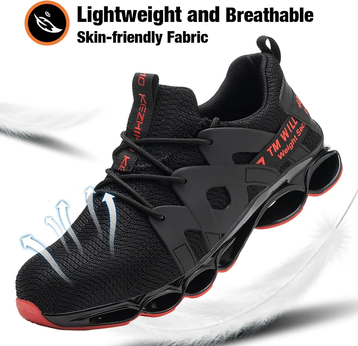 Kezhiho Steel Toe Shoes for Men Women Cushion Comfortable Work Shoes Lightweight Breathable Sneakers Slip Resistant Indestructible Construction Industrial Safety Shoes
