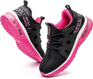 Kezhiho Steel Toe Shoes for Women Air Cushion Lightweight Work Shoes Comfortable Breathable Puncture Proof Slip Resistant Sneakers Indestructible Construction Industrial Safety Shoes