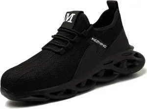 Kezhiho Steel Toe Work Shoes for Men Lightweight Comfortable Slip Resistant Puncture Proof Safety Shoes Breathable Indestructible Construction Industrial Sneakers