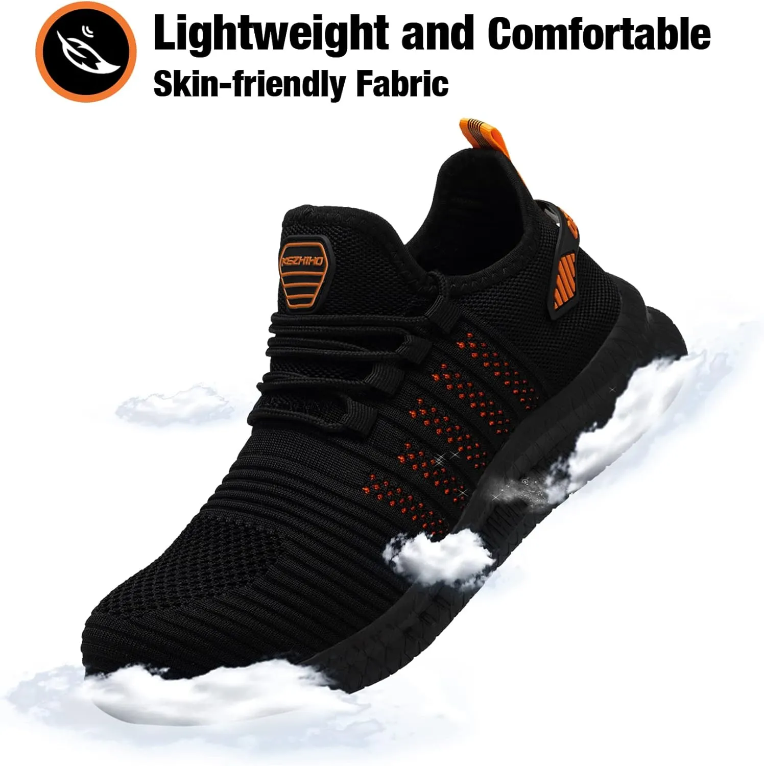 Kezhiho Steel Toe Work Shoes for Men Lightweight Comfortable Slip Resistant Puncture Proof Safety Shoes Breathable Indestructible Construction Industrial Sneakers