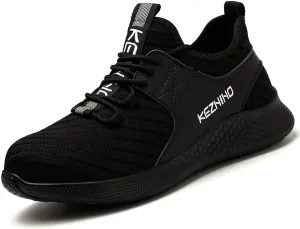 Kezhiho Steel Toe Work Shoes for Men Lightweight Comfortable Slip Resistant Puncture Proof Safety Shoes Breathable Indestructible Construction Industrial Sneakers