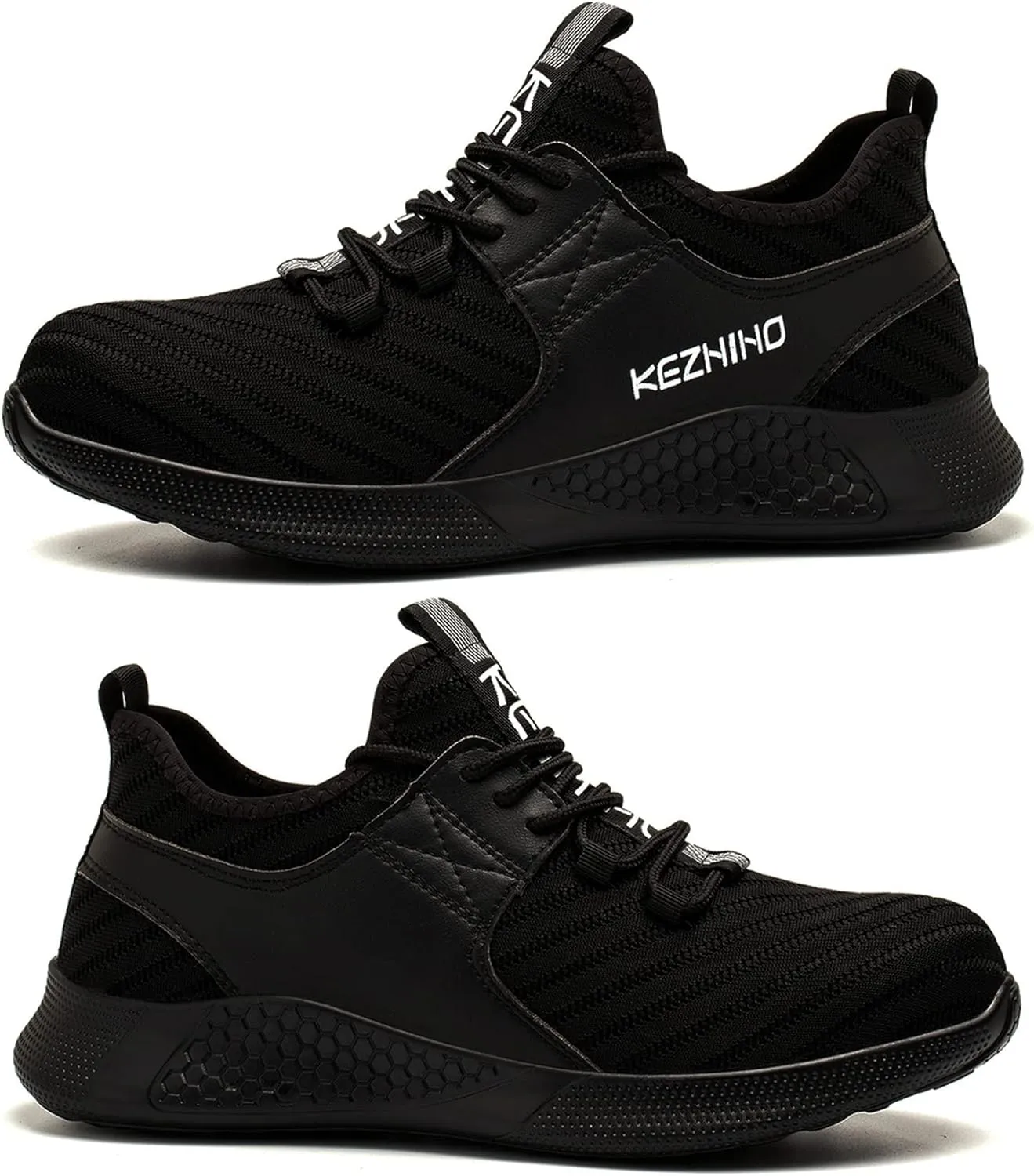 Kezhiho Steel Toe Work Shoes for Men Lightweight Comfortable Slip Resistant Puncture Proof Safety Shoes Breathable Indestructible Construction Industrial Sneakers
