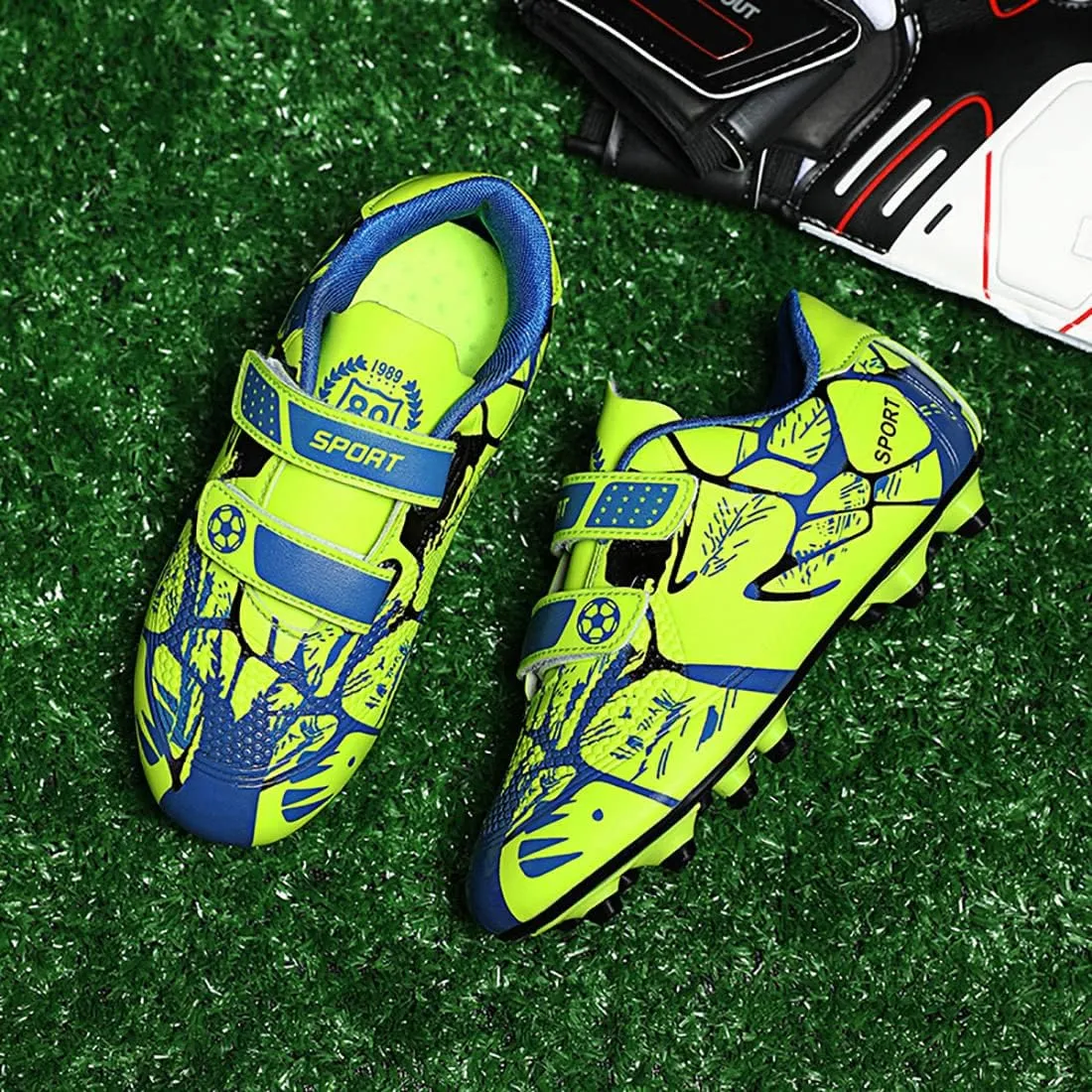 Kids Firm Ground Soccer Cleats for Boys Girls Outdoor Athletic Turf Shoes Indoor Football Trainning Sneakers