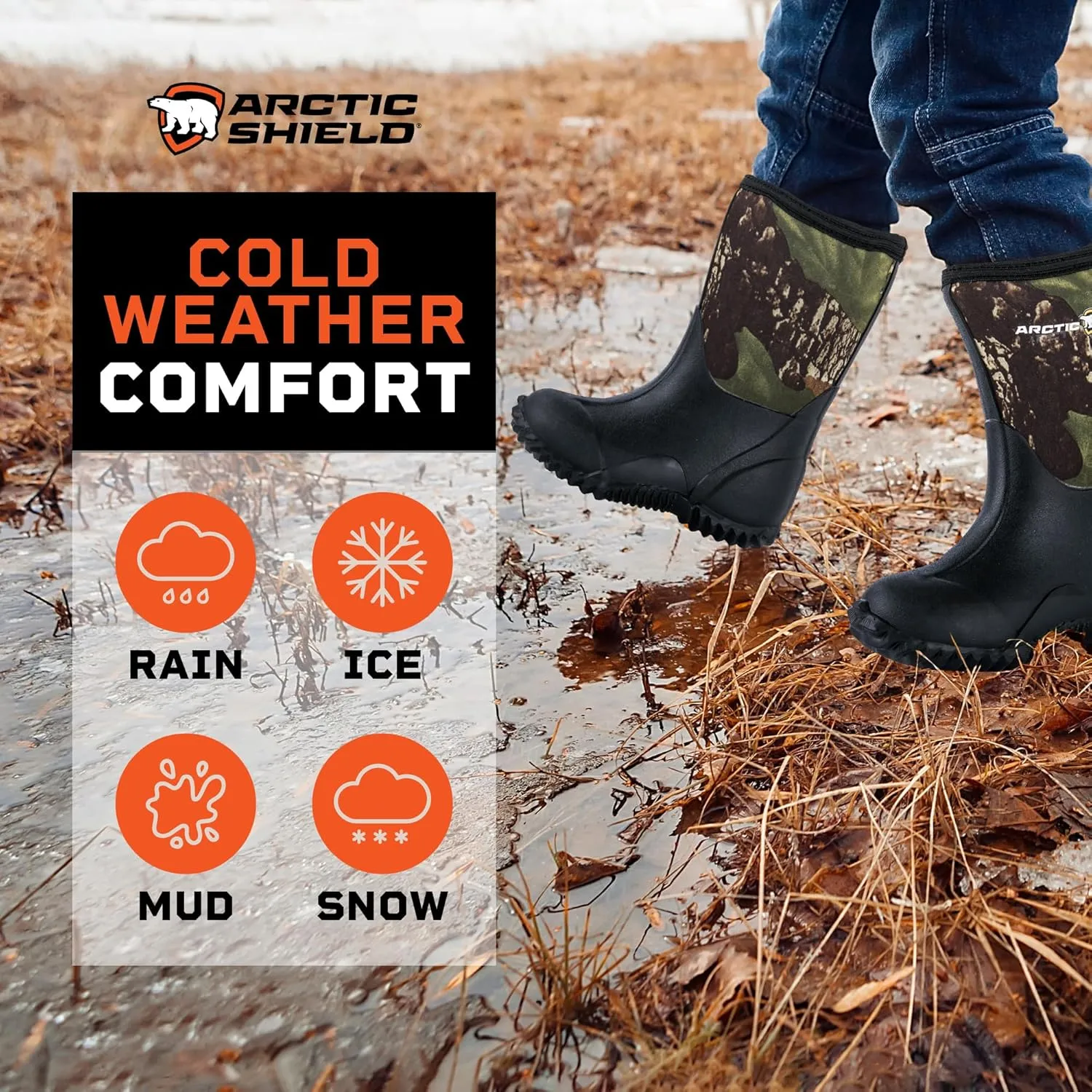 Kids Rain Boots - Outdoor Waterproof & Insulated Winter Boots for Girls & Boys - Unisex Kids Snow Boots for Rain, Mud, Agriculture & Fishing for Toddlers, Little & Big Kids