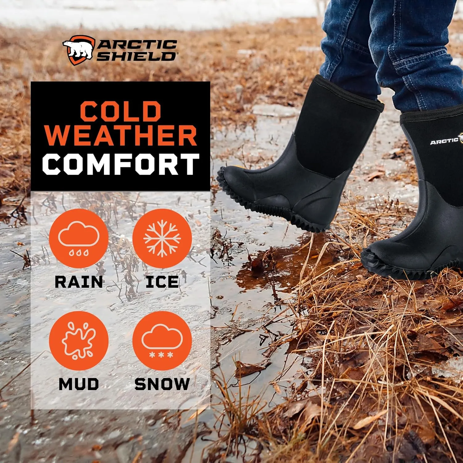 Kids Rain Boots - Outdoor Waterproof & Insulated Winter Boots for Girls & Boys - Unisex Kids Snow Boots for Rain, Mud, Agriculture & Fishing for Toddlers, Little & Big Kids