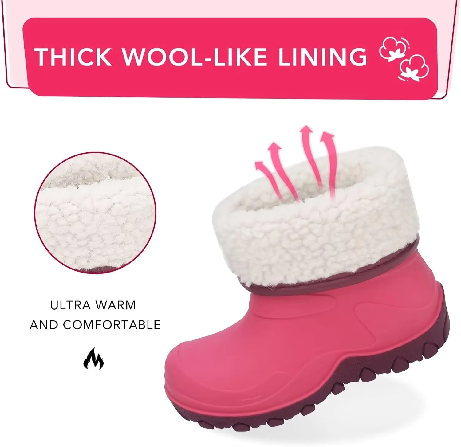 Kids Winter Rain Boots, Insulated Warm Snow Boots, Children Waterproof Mud Boots for Boys and Girls, Toddler/Little Kid/Big Kid