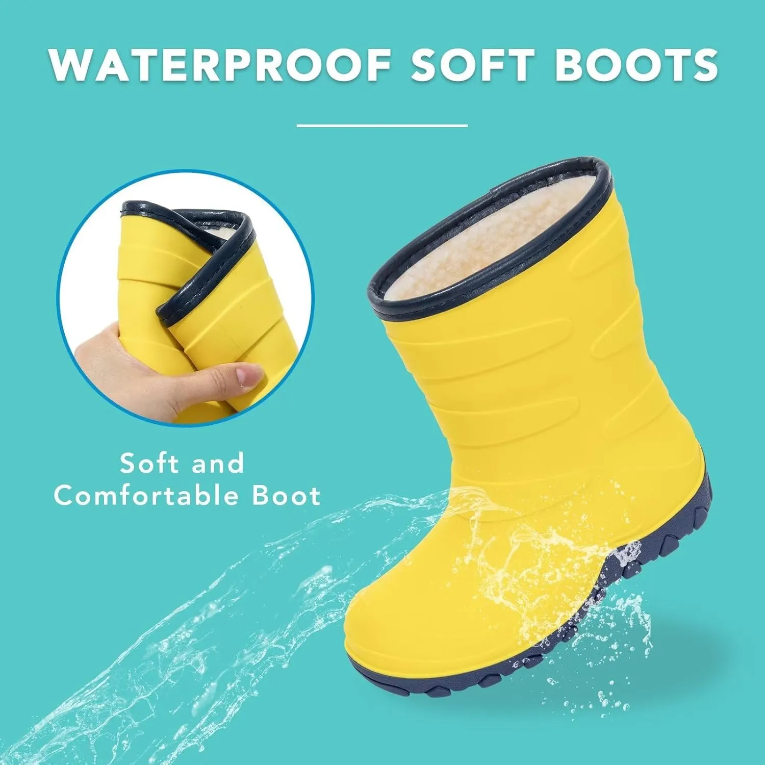 Kids Winter Rain Boots, Insulated Warm Snow Boots, Children Waterproof Mud Boots for Boys and Girls, Toddler/Little Kid/Big Kid