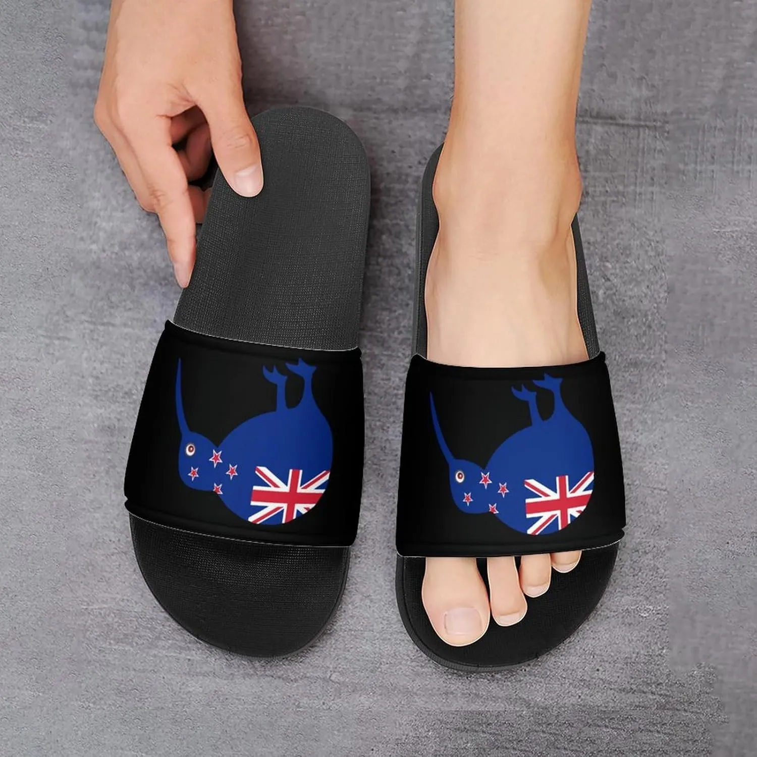 Kiwi New-Zea-Land Flag Funny Slide Sandals Non-Slip PVC Shower Slipper House Shoes Open Toe Slippers for Adult