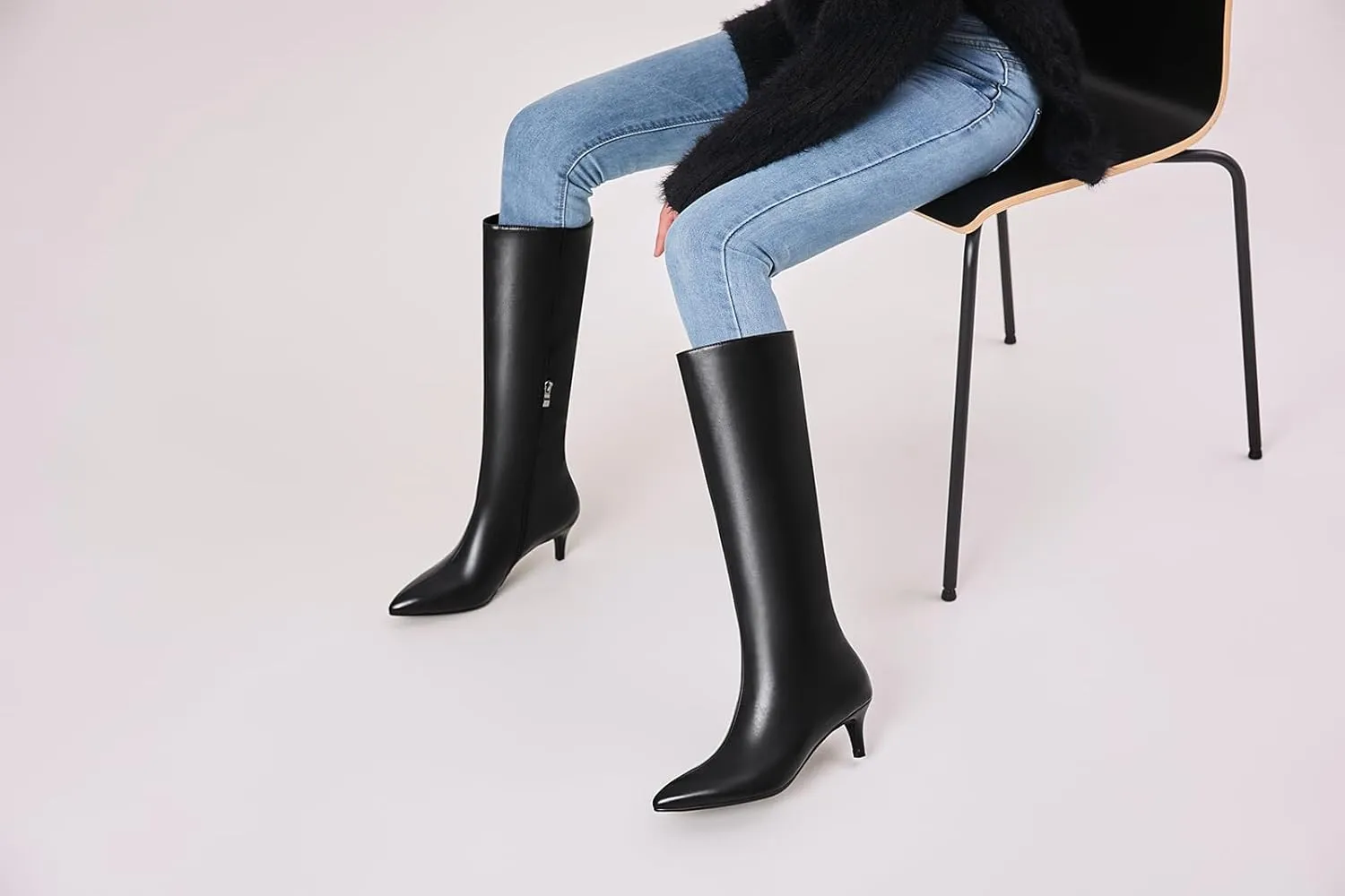 Knee High Boots Women Stiletto Heel Pointed Toe Tall Boot for Women Faux Crocodile Boots Side Zipper Fashion Long Boots