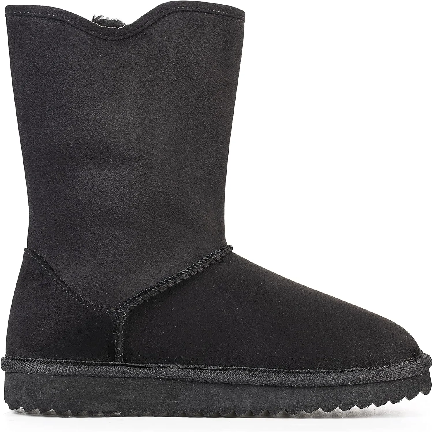 KRABOR Womens Suede Snow Boots Mid-Calf Winter Shoes with Side Bows