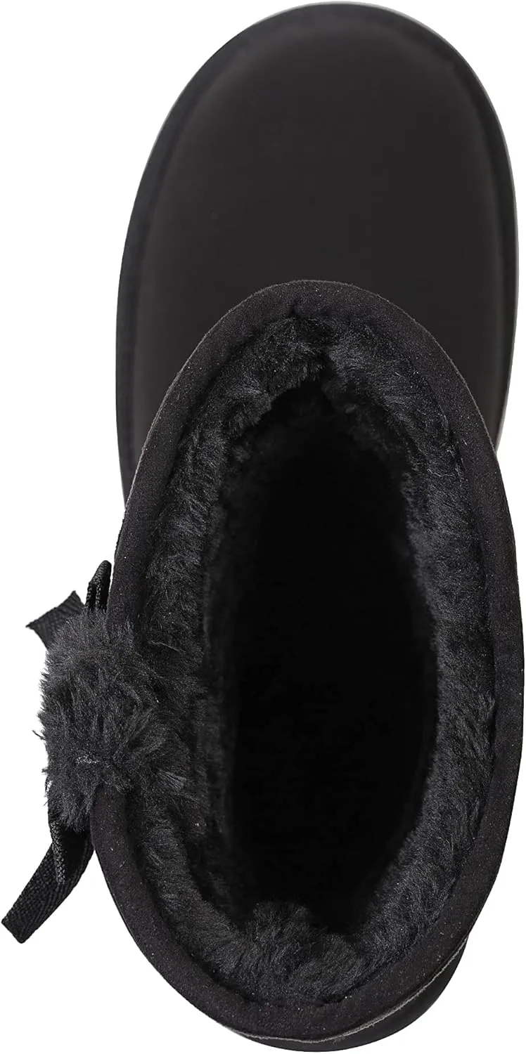 KRABOR Womens Suede Snow Boots Mid-Calf Winter Shoes with Side Bows