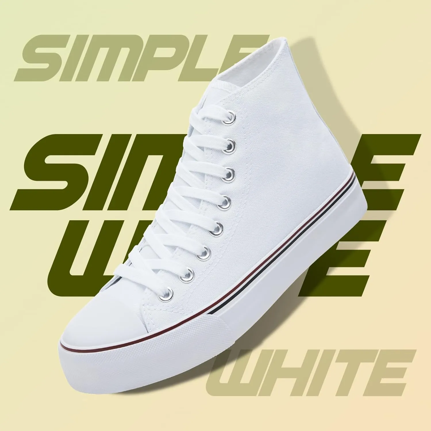kufeiti Women's High Top Canvas Sneakers Canvas Shoes Lace up White Black Sneakers Casual Walking Shoes