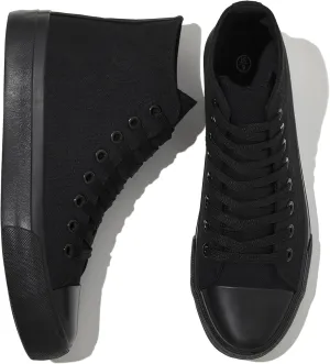 kufeiti Women's High Top Canvas Sneakers Canvas Shoes Lace up White Black Sneakers Casual Walking Shoes