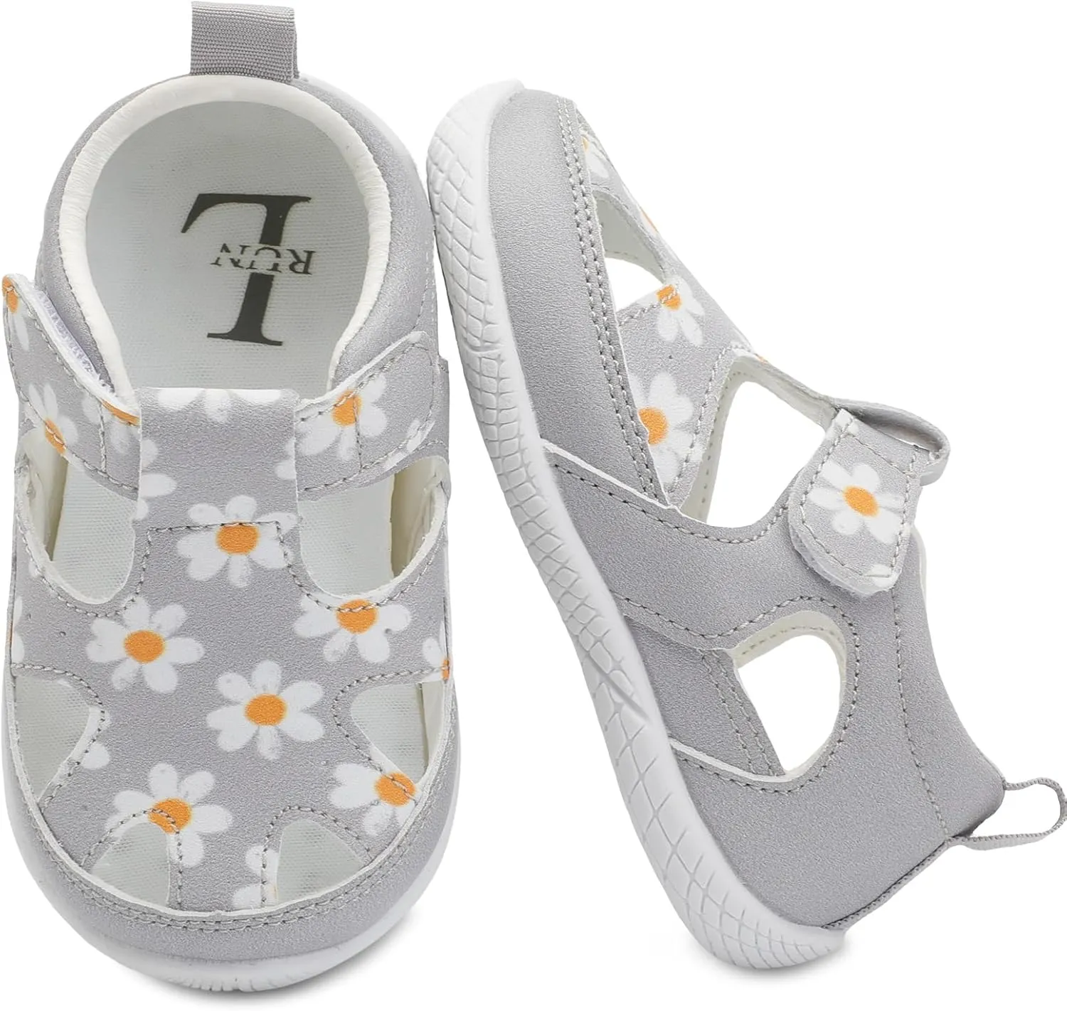 L-RUN Toddler Mary Jane Shoes Girls Casual Barefoot Sandals Breathable Princess Dress Flats Anti Slip Rubber Sole Infant First Walker Shoes for Outdoor Indoor