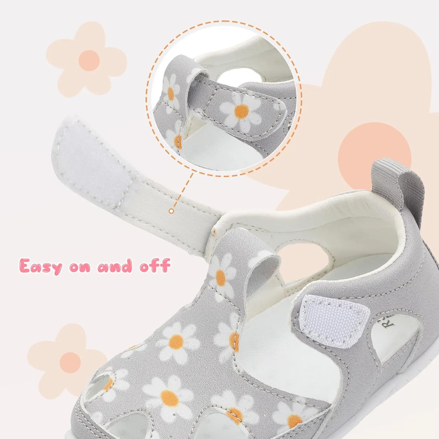 L-RUN Toddler Mary Jane Shoes Girls Casual Barefoot Sandals Breathable Princess Dress Flats Anti Slip Rubber Sole Infant First Walker Shoes for Outdoor Indoor