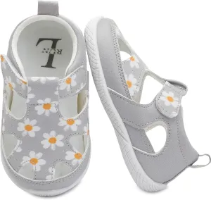 L-RUN Toddler Mary Jane Shoes Girls Casual Barefoot Sandals Breathable Princess Dress Flats Anti Slip Rubber Sole Infant First Walker Shoes for Outdoor Indoor