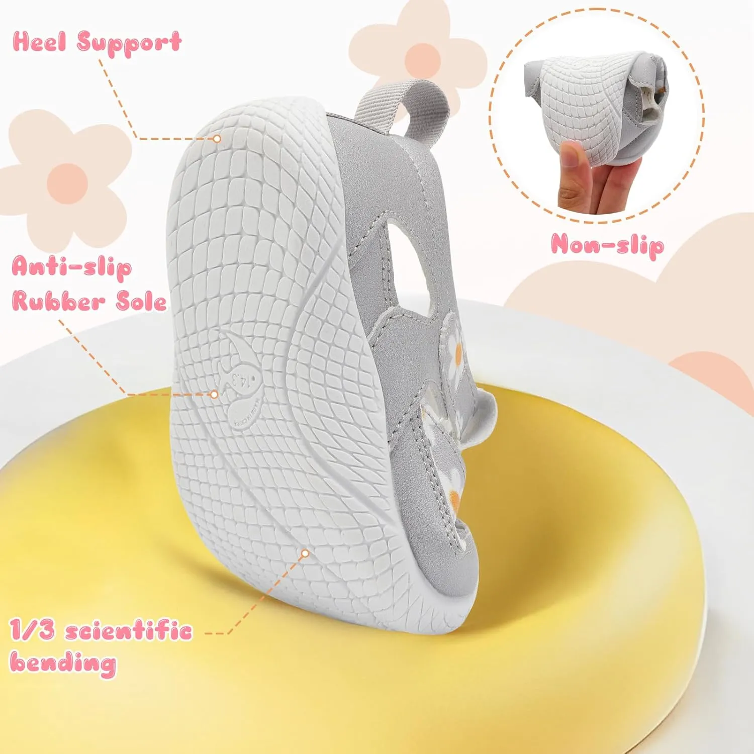 L-RUN Toddler Mary Jane Shoes Girls Casual Barefoot Sandals Breathable Princess Dress Flats Anti Slip Rubber Sole Infant First Walker Shoes for Outdoor Indoor