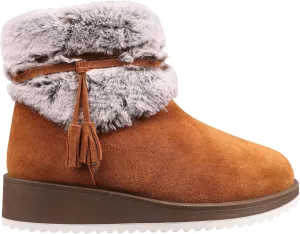 Lamo Women's Bailee Wedge Boots with Zipper For Women- Stylish Suede Boots with Faux Rabbit Fur Collar, NeverWet Water and Stain Resistance, Premium Faux Fur Lining, 1.5" Heel