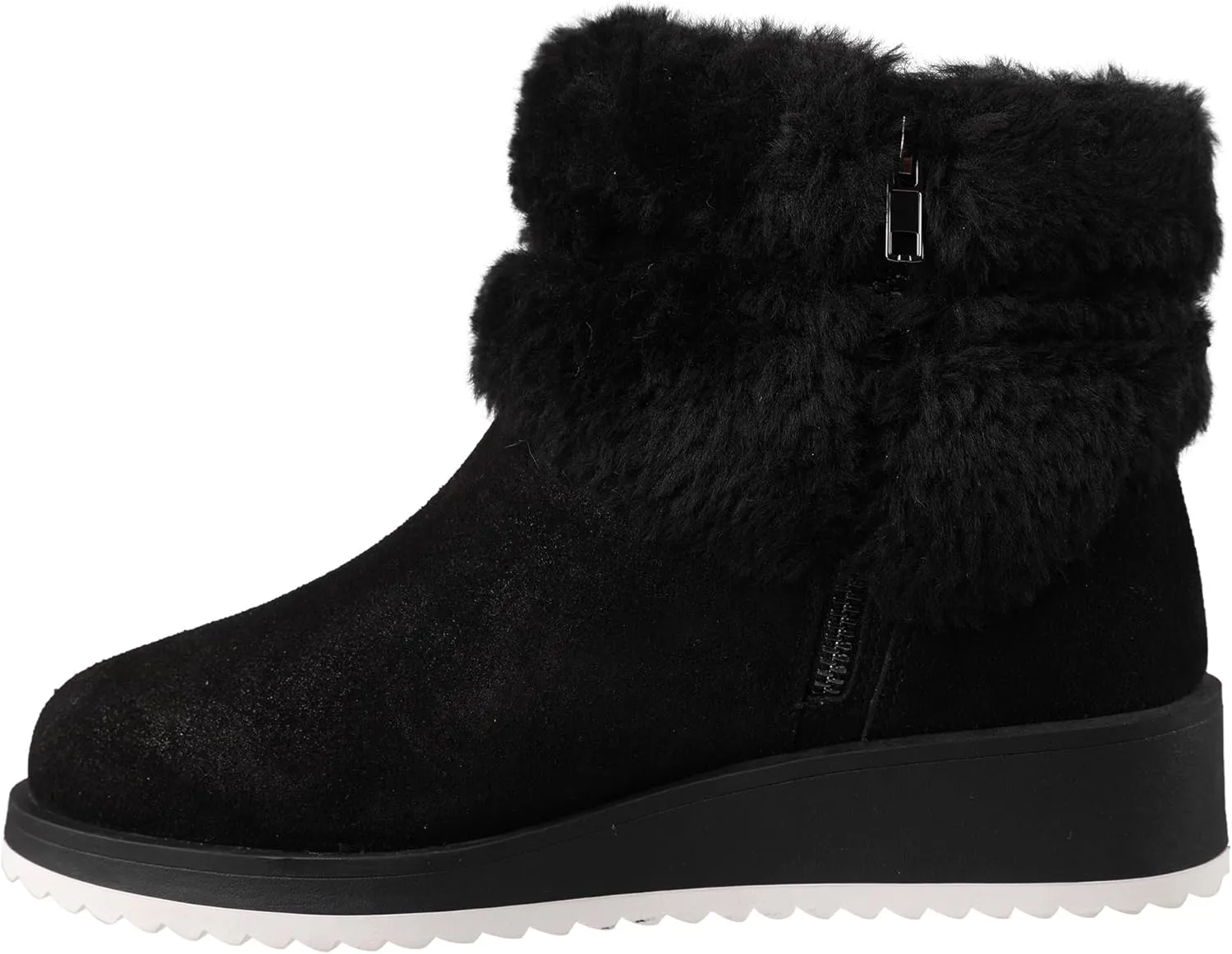 Lamo Women's Bailee Wedge Boots with Zipper For Women- Stylish Suede Boots with Faux Rabbit Fur Collar, NeverWet Water and Stain Resistance, Premium Faux Fur Lining, 1.5" Heel