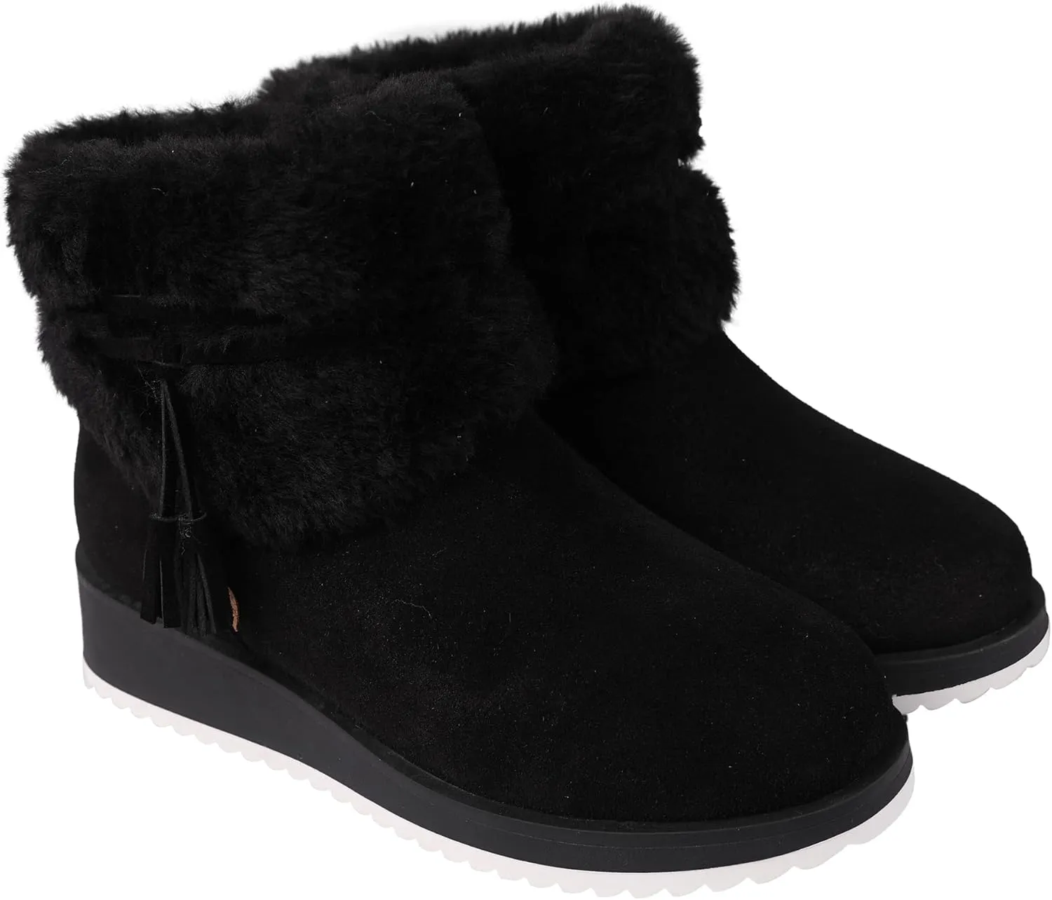 Lamo Women's Bailee Wedge Boots with Zipper For Women- Stylish Suede Boots with Faux Rabbit Fur Collar, NeverWet Water and Stain Resistance, Premium Faux Fur Lining, 1.5" Heel