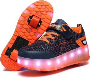 LED Light-Up Kids Roller Sneakers - Boys & Girls Adjustable Roller Shoes for Sports, Birthday, Christmas & Performance Gifts
