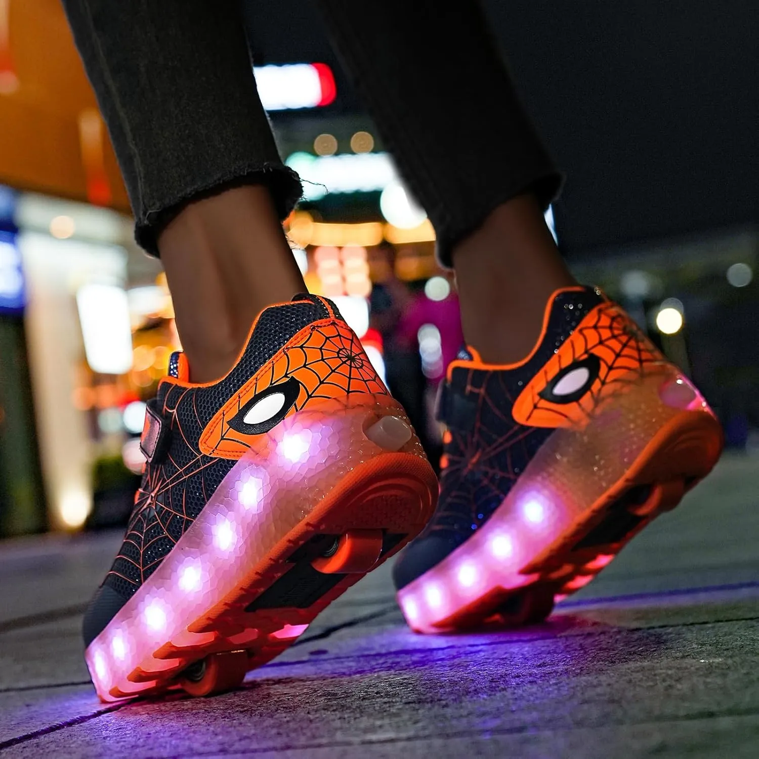 LED Light-Up Kids Roller Sneakers - Boys & Girls Adjustable Roller Shoes for Sports, Birthday, Christmas & Performance Gifts