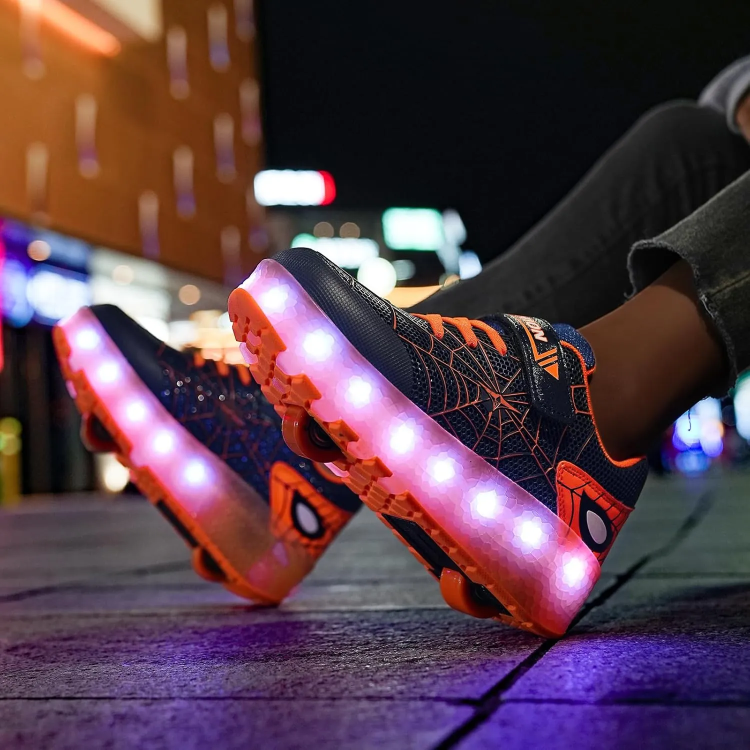 LED Light-Up Kids Roller Sneakers - Boys & Girls Adjustable Roller Shoes for Sports, Birthday, Christmas & Performance Gifts