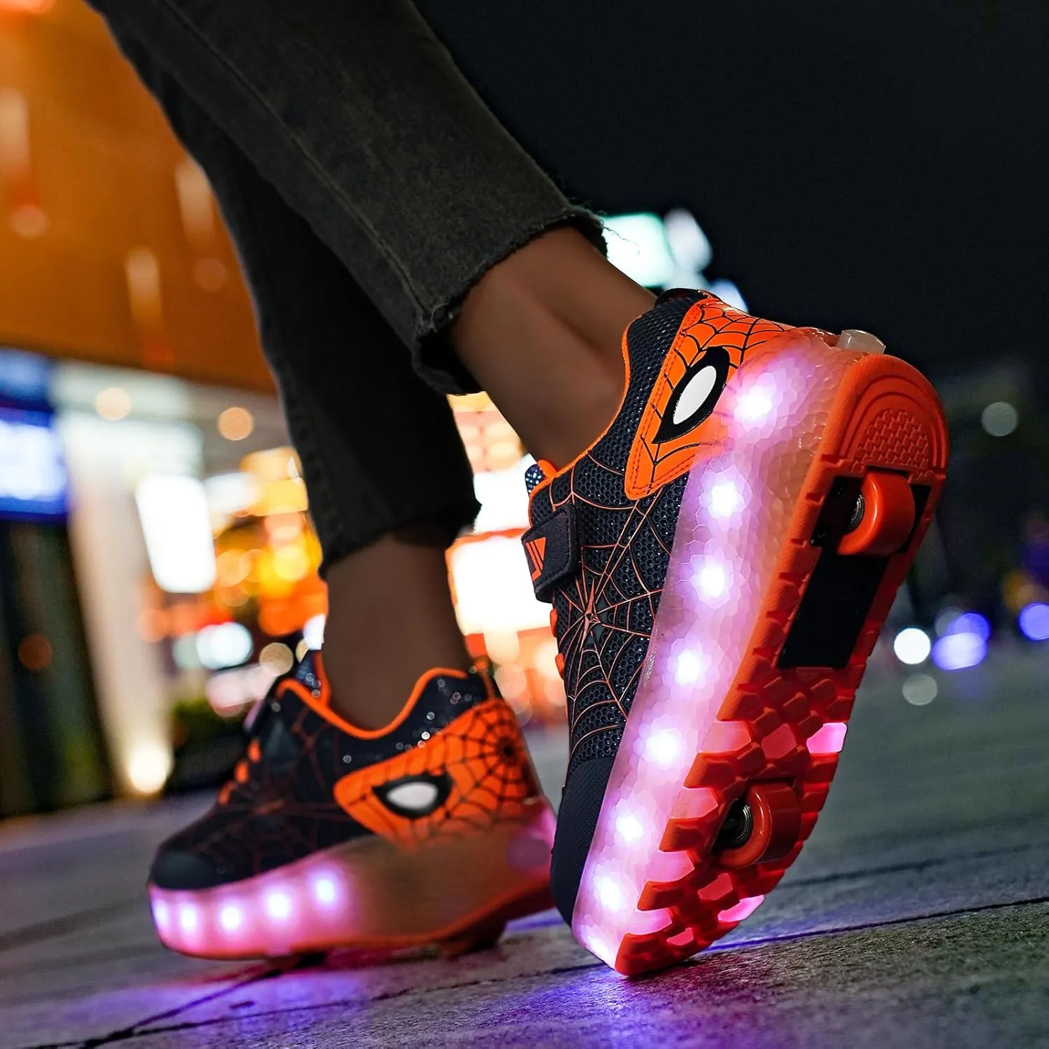 LED Light-Up Kids Roller Sneakers - Boys & Girls Adjustable Roller Shoes for Sports, Birthday, Christmas & Performance Gifts