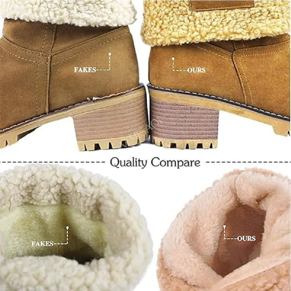 Libiyi Boots, Libiyi Seniors' Chunky Heel Winter Boots, Two Wearing Styles Warm Round Toe Snow Boots