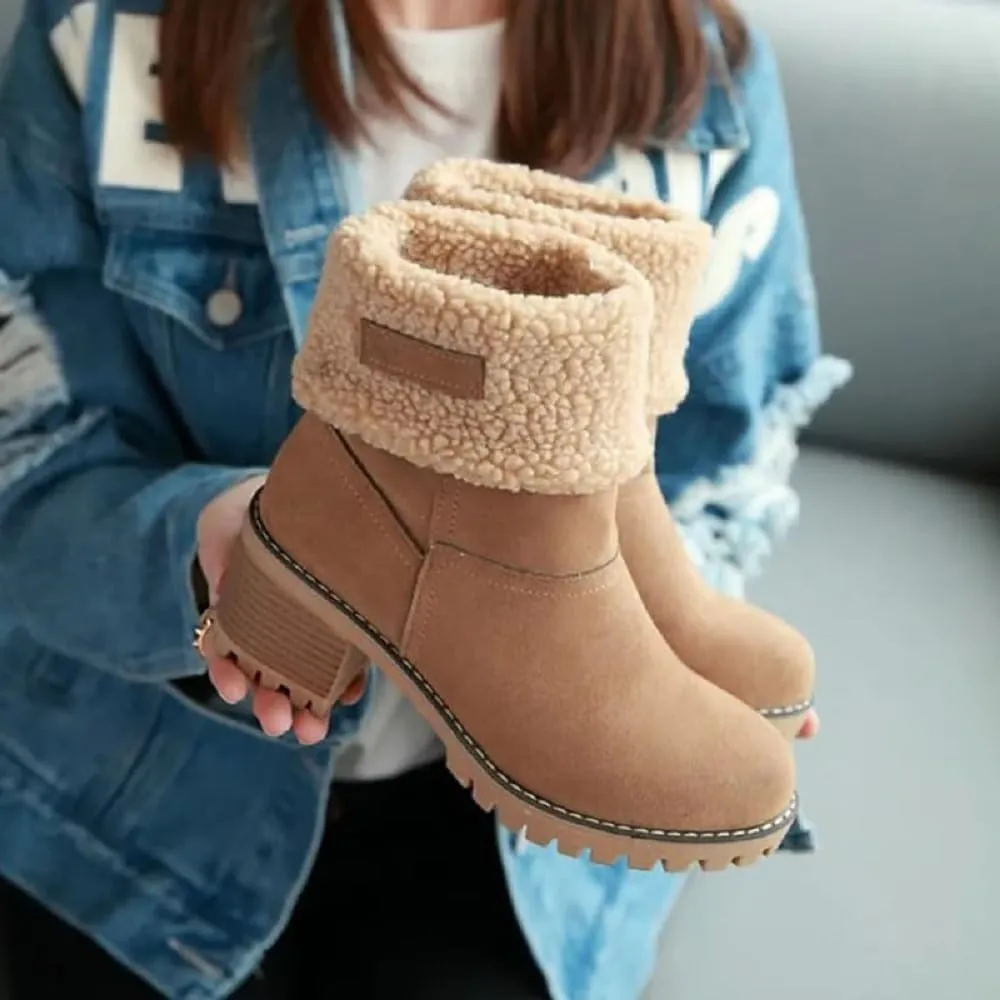 Libiyi Boots, Libiyi Seniors' Chunky Heel Winter Boots, Two Wearing Styles Warm Round Toe Snow Boots