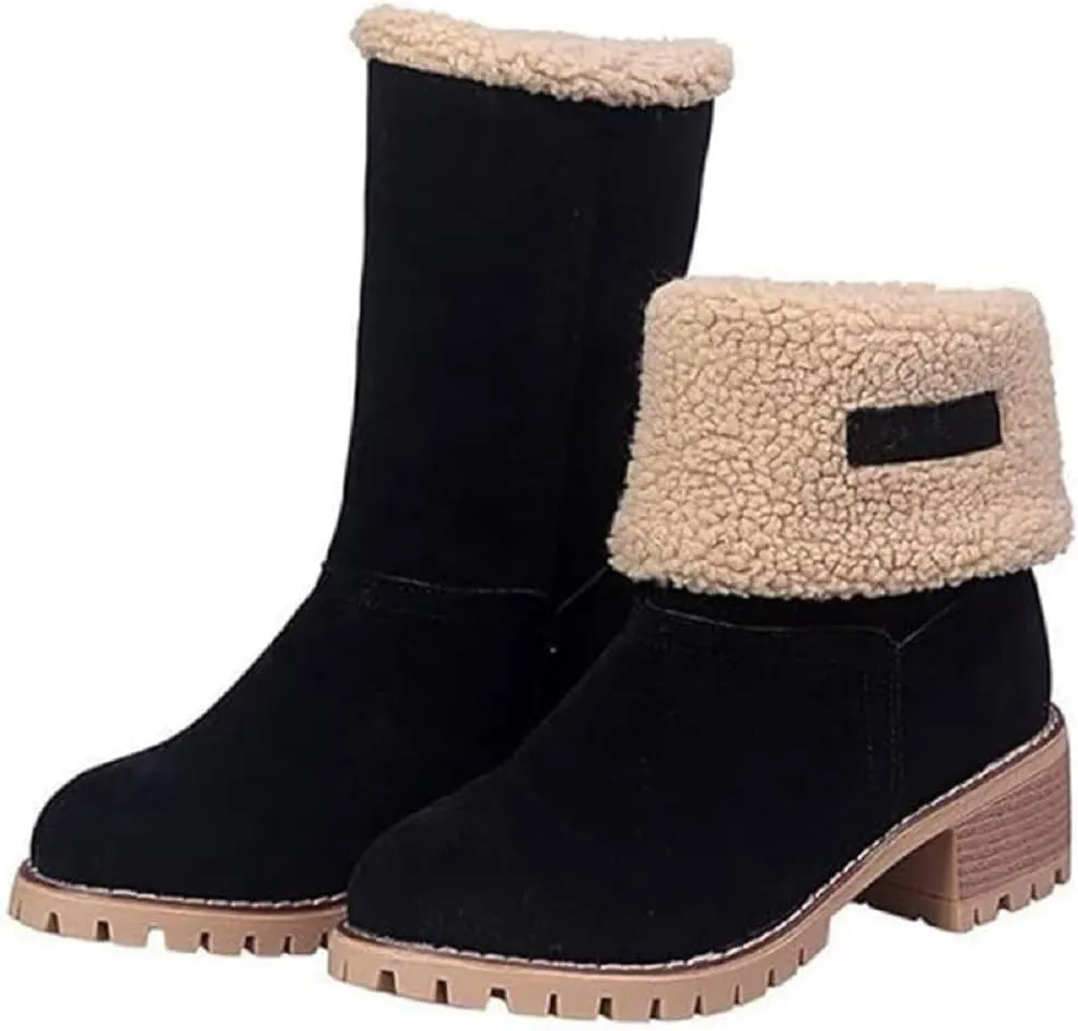 Libiyi Boots, Libiyi Seniors' Chunky Heel Winter Boots, Two Wearing Styles Warm Round Toe Snow Boots