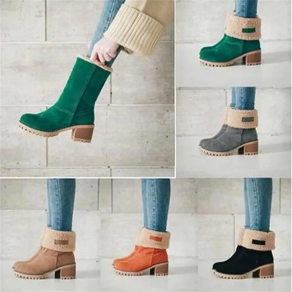 Libiyi Boots, Libiyi Seniors' Chunky Heel Winter Boots, Two Wearing Styles Warm Round Toe Snow Boots