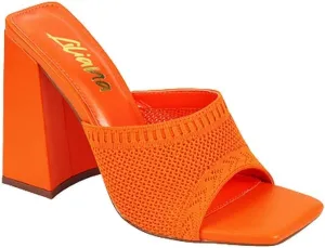 Liliana Women Open Square Toe Fashion Slip On Slide Block Heel Sandals Medusa-1 Mango 7